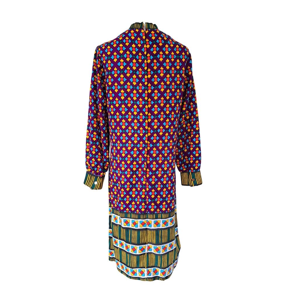 Vintage 60s Forget Me Not by Fairview Mod Shift Dress Geometric Purple S/M - Picture 6 of 8